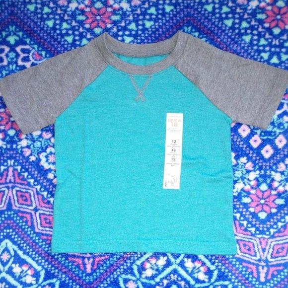 JUMPING BEANS baby boy t-shirt, dark teal with gray, 12 month,  k-328 - Picture 1 of 3